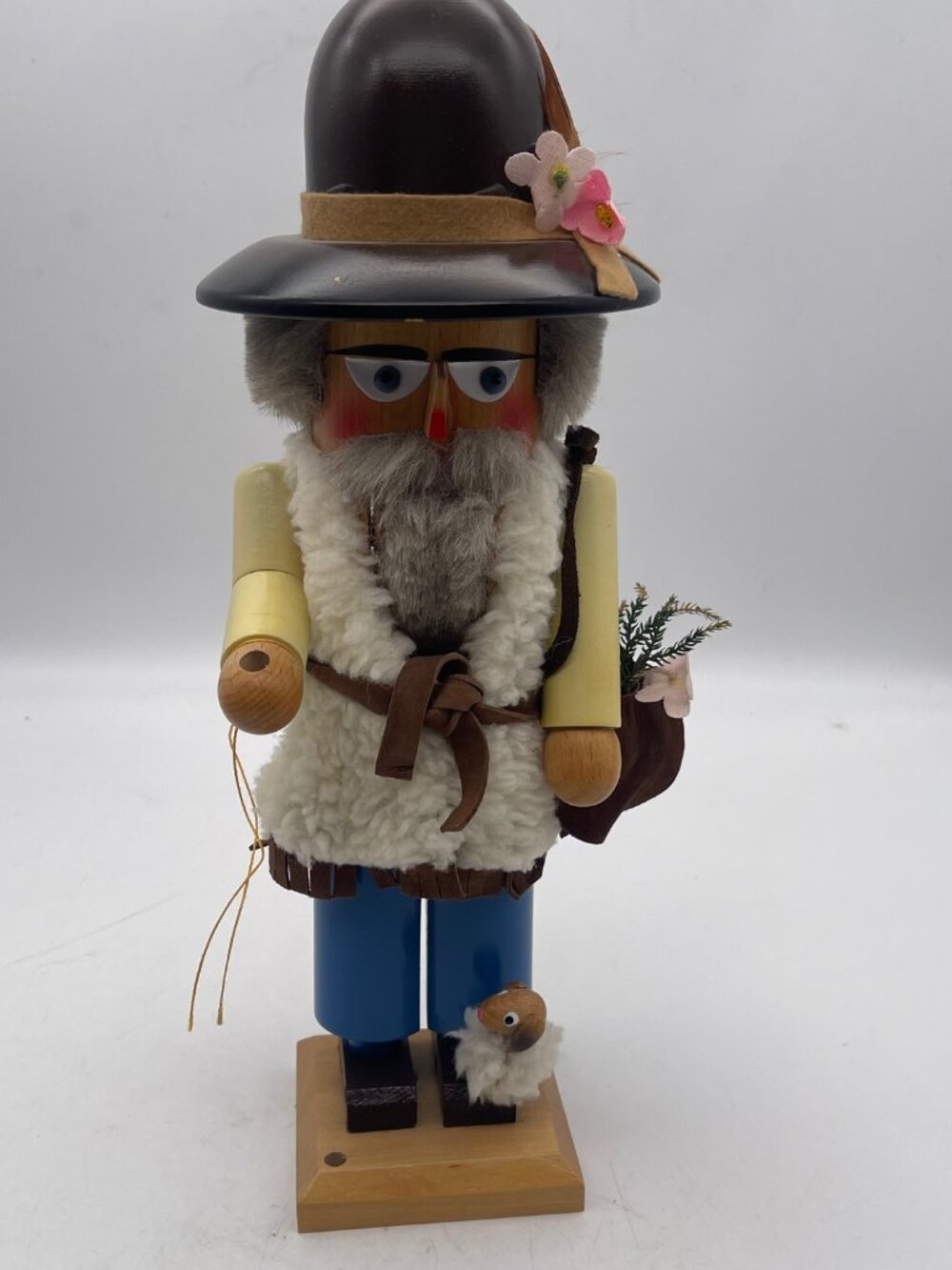 Steinbach Volkskunst Piccolo Shafer Sheep Herder Wood Nutcracker West Germany